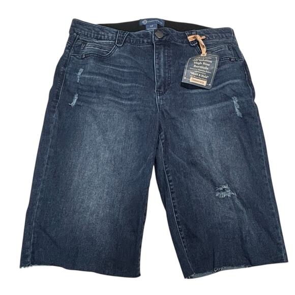 Democracy “Ab"solution high Rise Jean Shorts Distressed  BERMUDA Size 12 NEW - Picture 10 of 10